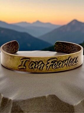 Inspirational I Am Fearless Brass Cuff Bracelet Unisex